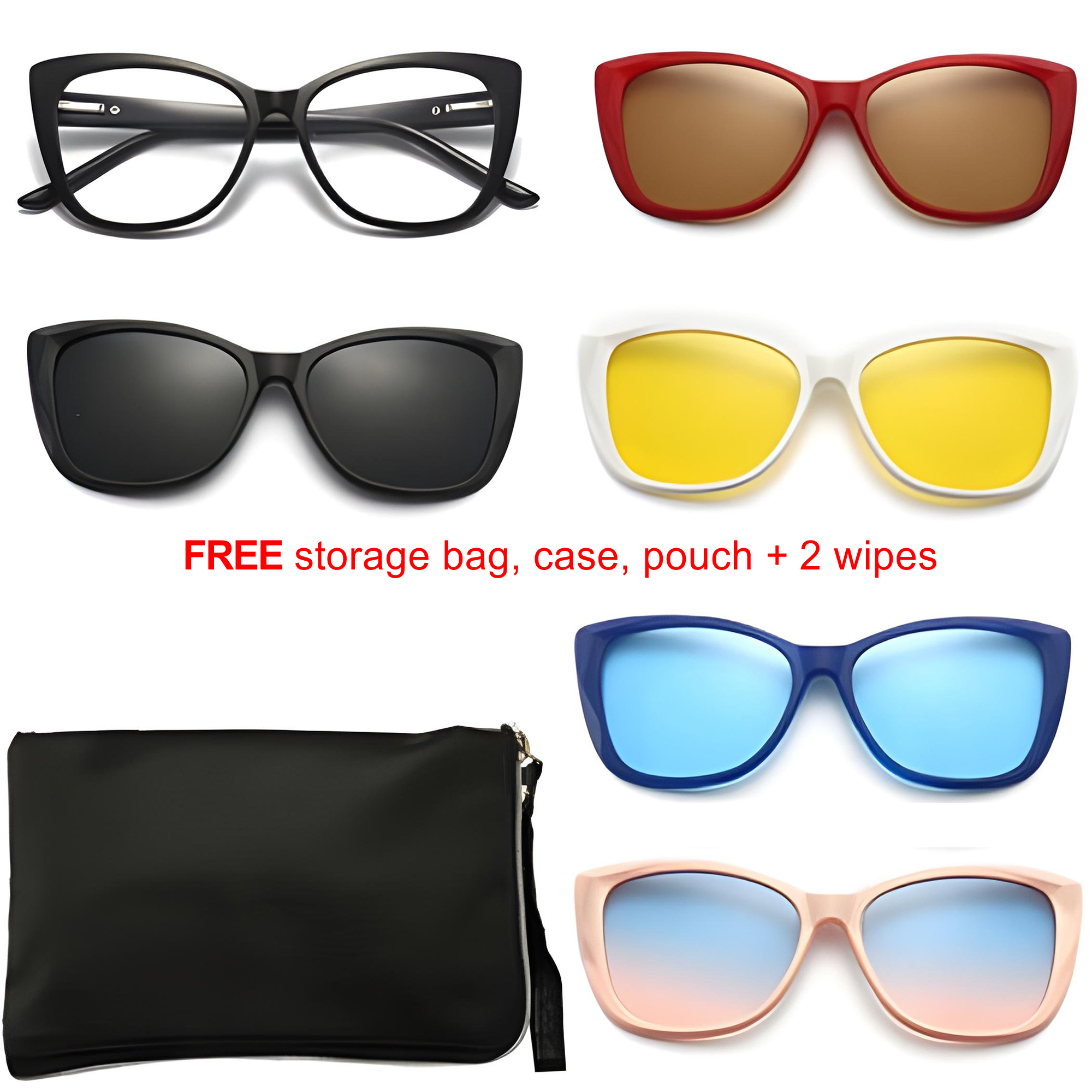 6-in-1 Ladies Polarized Clip-on Sunglasses